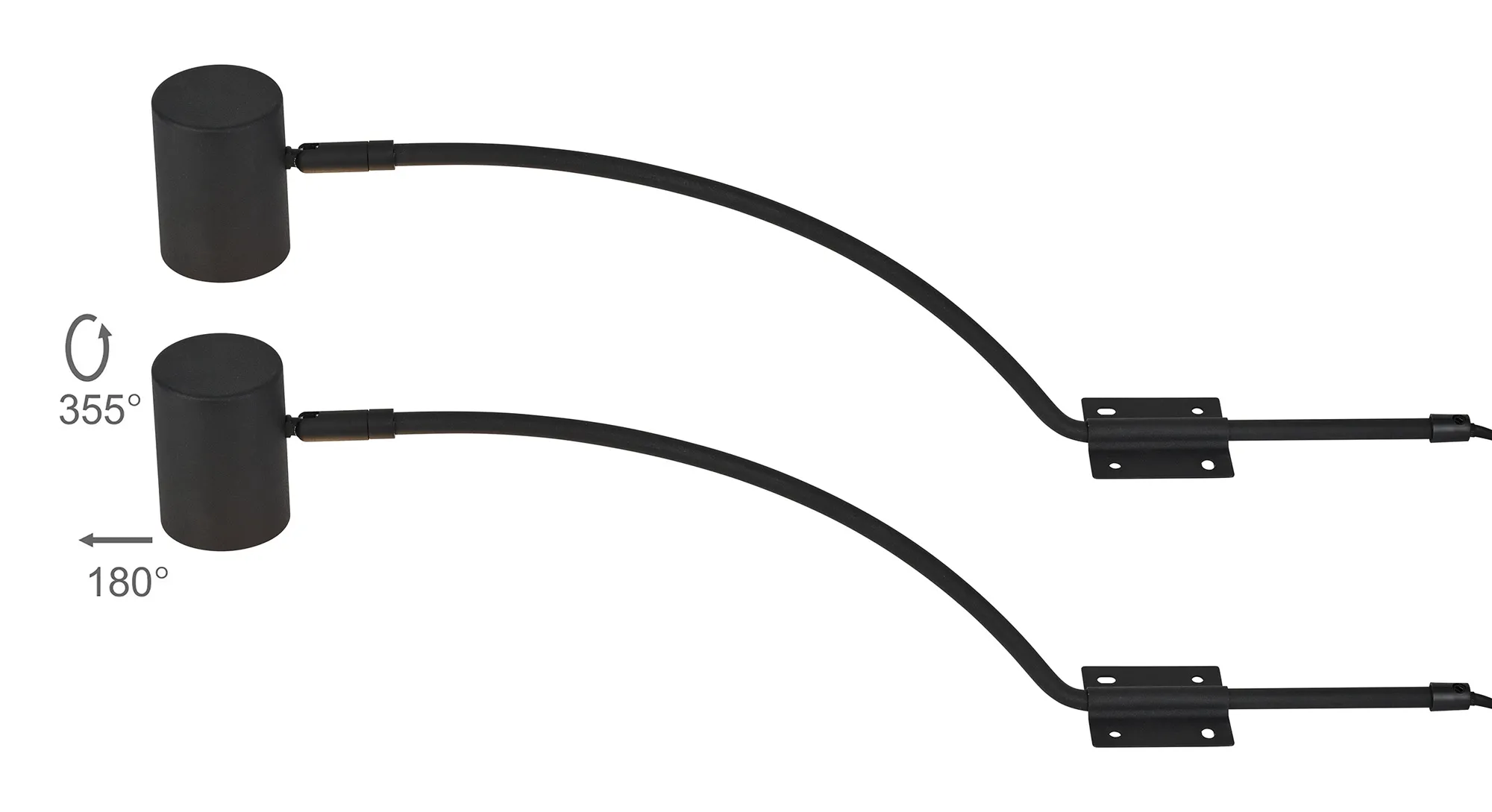D1046BL  Lex (Set Of 2) Type B Over Cabinet 1 Light GU10 With Adjustable Head And 2m Cable (No Plug) Black